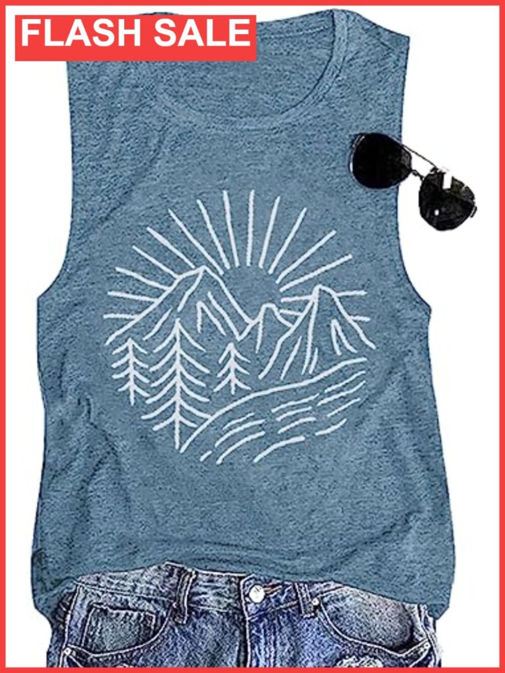 Wiadex Womens Sleeveless Graphic Tank Top Hiking Workout Summer Casual
